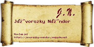 Jávorszky Nándor névjegykártya