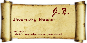 Jávorszky Nándor névjegykártya